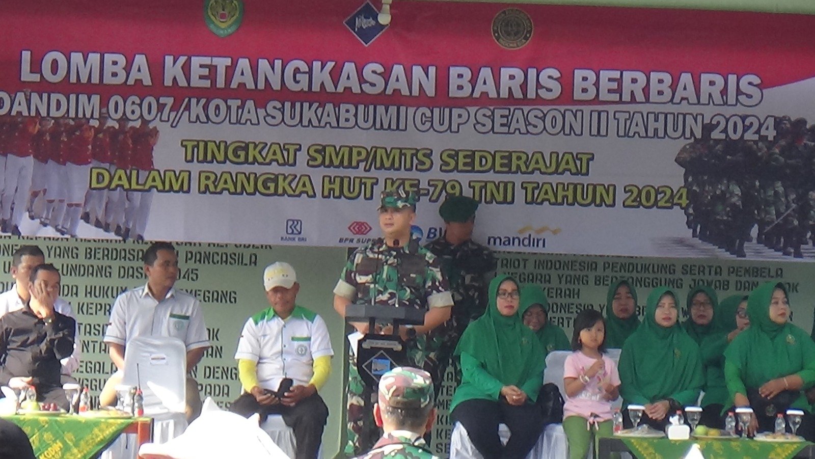 Dandim 0607/Kota Sukabumi, Letkol Inf. Yudi Hariyanto, saat memberikan sambuatan dalam kegiatan LKBB yang digelar di lapangan upacara Makodim, pada Minggu, 29 September 2024. Foto: Pendim 0607 for HALOSMI.