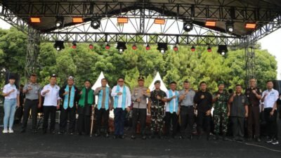 Unsur Forkopimda Kota dan Kabupaten Sukabumi menghadiri kegiatan deklarasi pelajar anti narkoba dan gebyar festival seni yang digelar di Lapangan Setukpa Lemdiklat Polri, pada Rabu, 30 Oktober 2024. Foto: Humas BNNK Sukabumi.