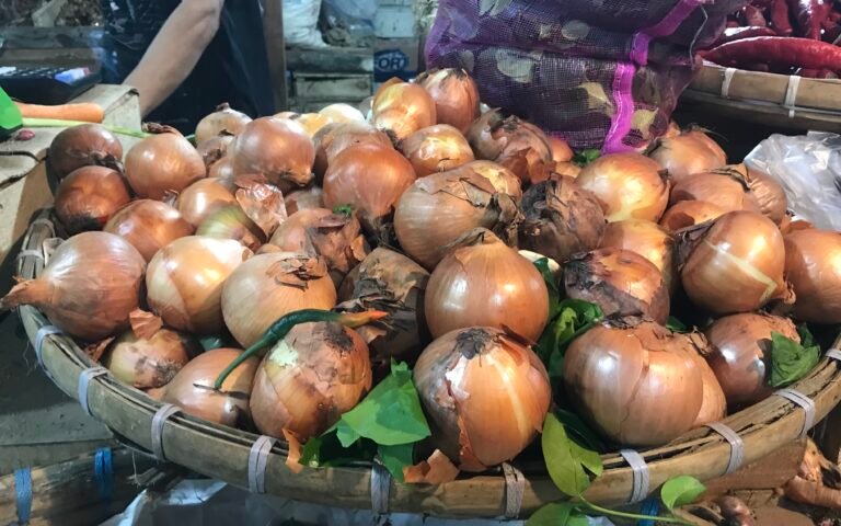 Bawang Bombay yang dijual di Pasar Kota Sukabumi. Foto: Nuria Ariawan/HALOSMI.